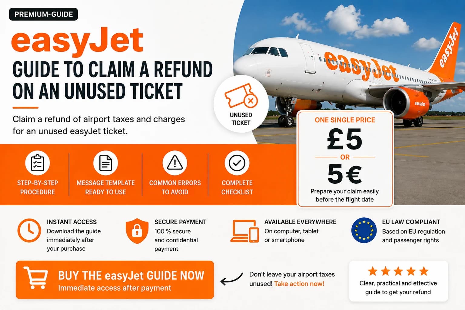 easyJet guide to request a tax refund on an unused ticket