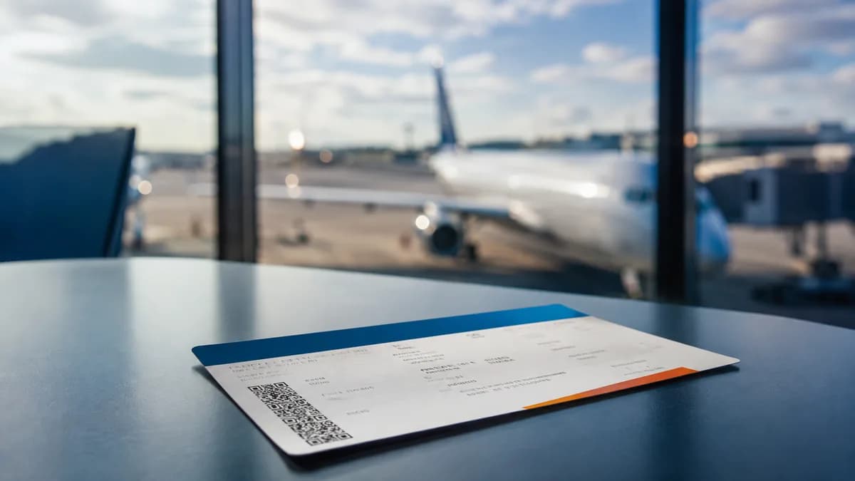 Boarding pass lying on a table, illustrating a refund for an unused plane ticket