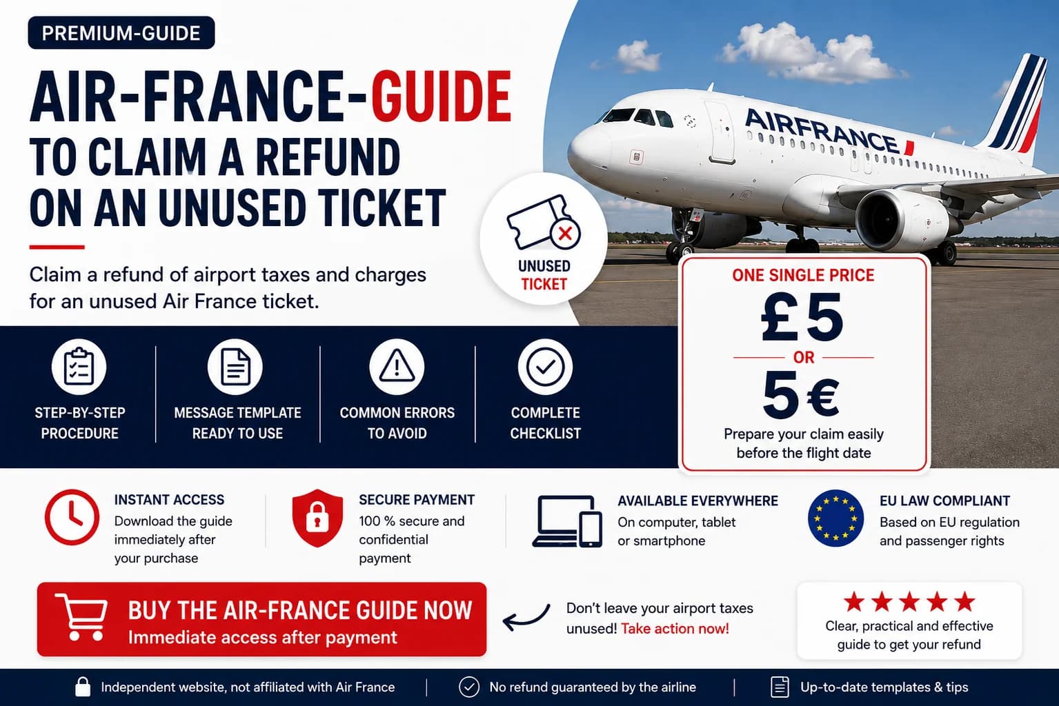 Air France guide to request a tax refund on an unused ticket