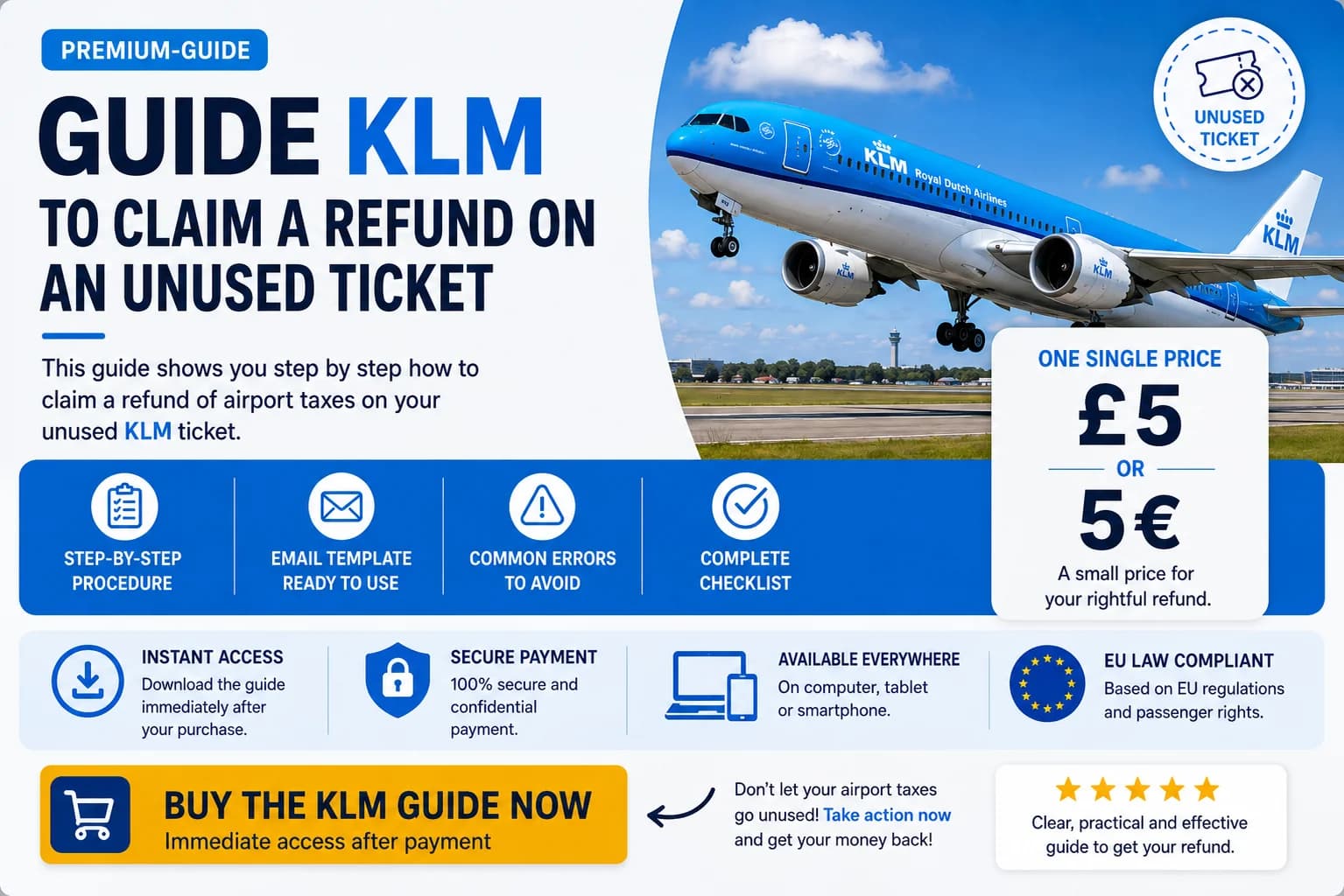 KLM guide to request a tax refund on an unused ticket