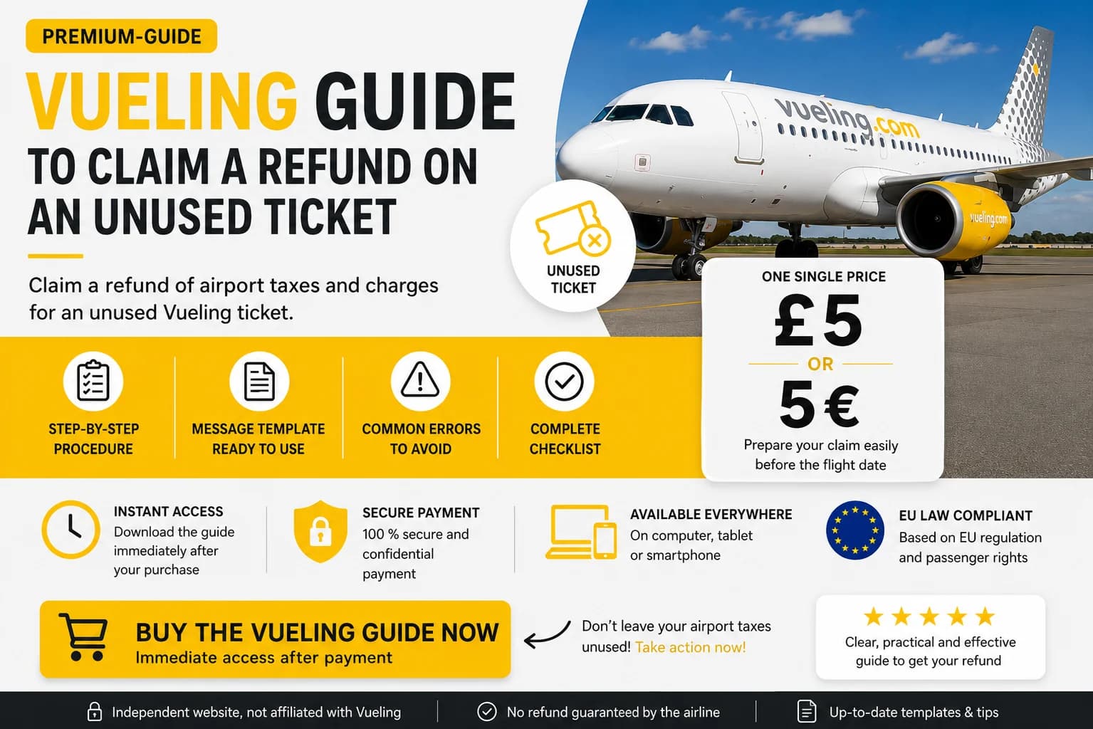 Vueling guide to request a tax refund on an unused ticket